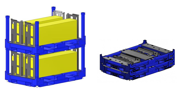 Steel pallets can be stacked on top of each other (up to 4 pallets), reducing the need for storage space